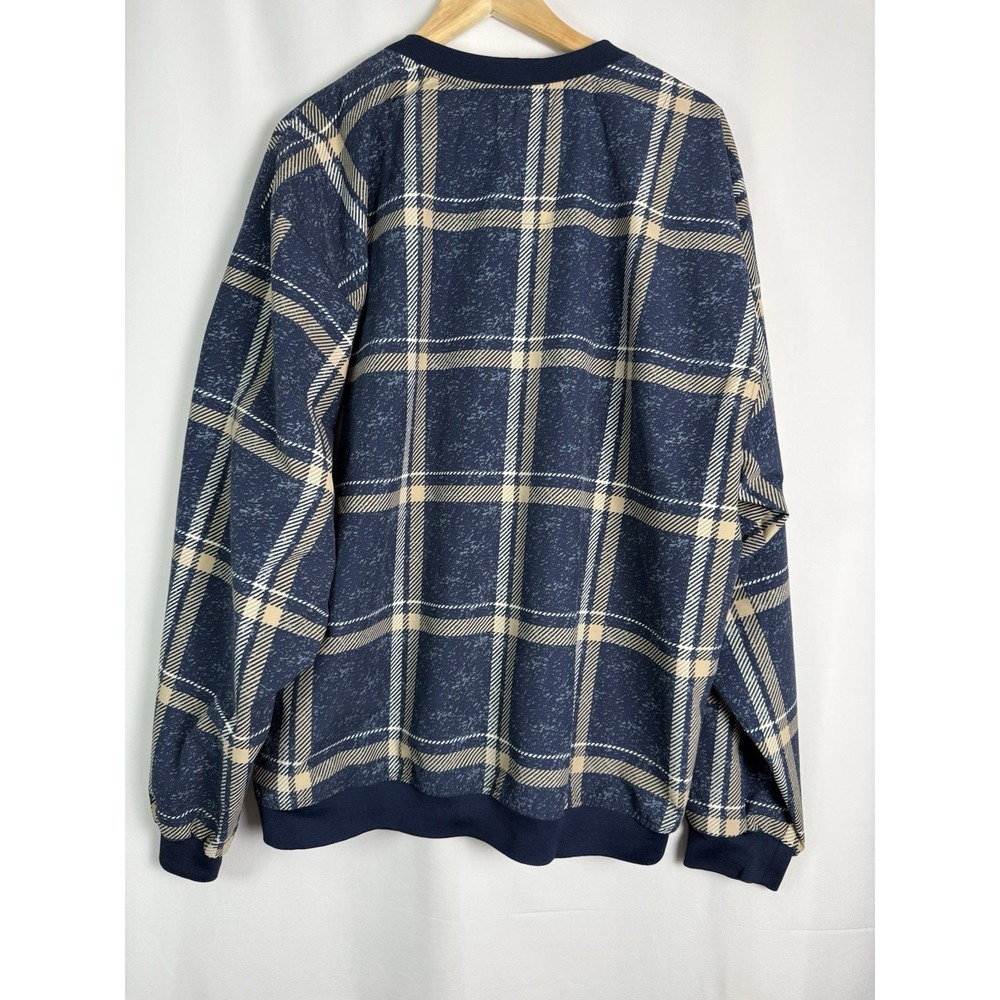 Boca Classic Mens Pullover Golf Jacket XL XLarge Plaid Blue Beige NWT - Picture 3 of 5